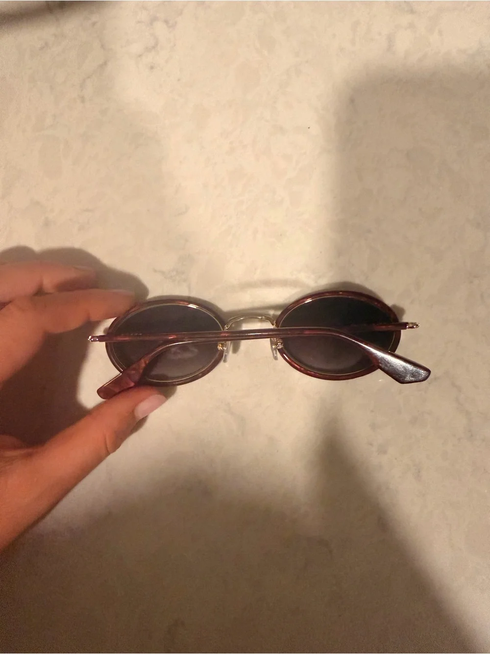 KREWE “KATE” Oval Sunglasses in Bordeaux with Dark Lenses